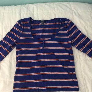 blue with red and white horizontal stripes